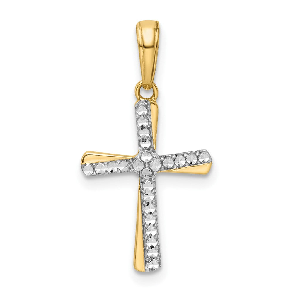 14K w/Rhodium D/C Cross Pendant - 7