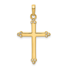14K w/Rhodium D/C Cross Pendant - 2