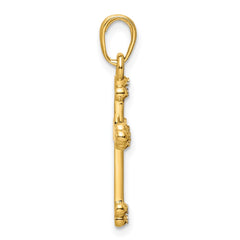 14K w/Rhodium D/C Cross Pendant - 4