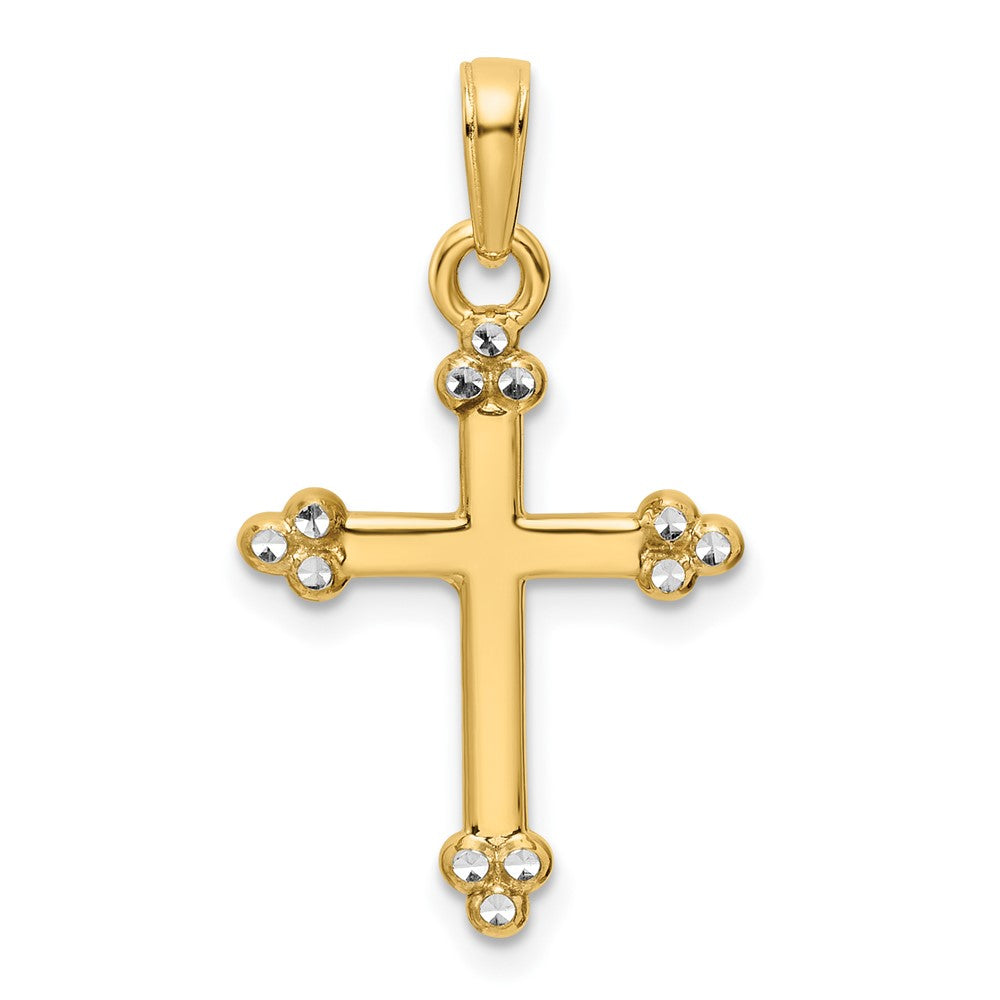 14K w/Rhodium D/C Cross Pendant - 4