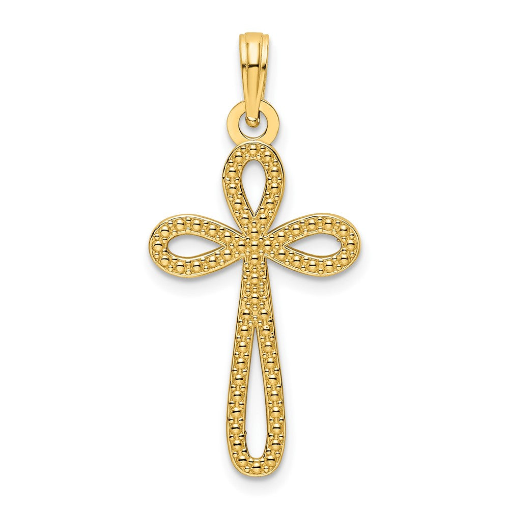 14K Beaded Cross Pendant - 2