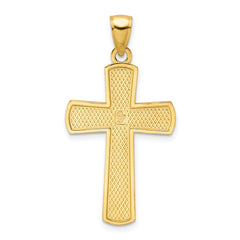 14K Polished Beaded Cross Pendant - 2