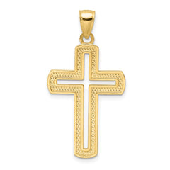 14K Polished Beaded Cross Pendant - 3