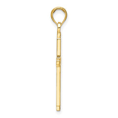 14K Polished Beaded Cross Pendant - 4