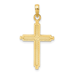 14K Polished Beaded Cross Pendant - 4