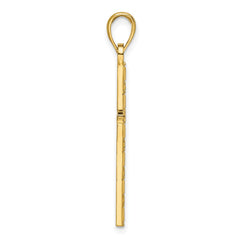 14K Polished Beaded Cross Pendant - 17