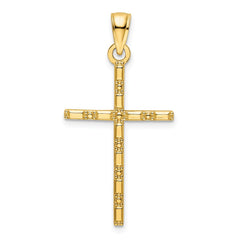 14K Polished Beaded Cross Pendant - 17