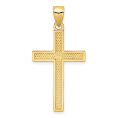 14K Polished Beaded Cross Pendant - 5