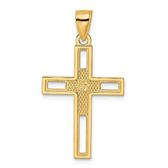14k Beaded & Polished Double Cross Pendant - 2