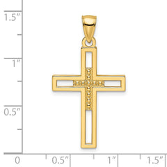 14k Beaded & Polished Double Cross Pendant - 2