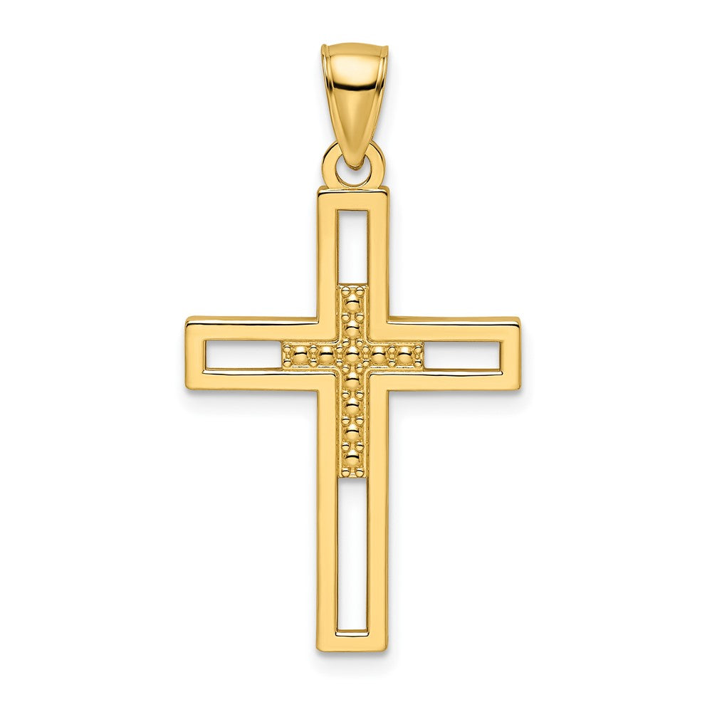 14k Beaded & Polished Double Cross Pendant - 2