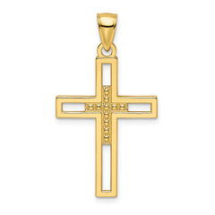 14k Beaded & Polished Double Cross Pendant - 2