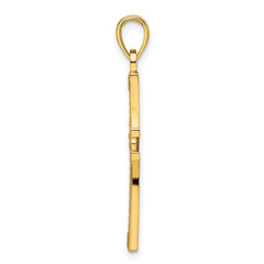 14k Beaded & Polished Cross Pendant - 2