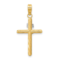 14K w/White Rhod Polished & Textured INRI Crucifix Cross Pendant - 2