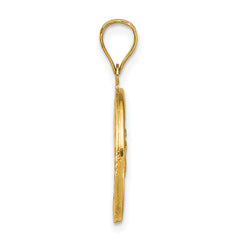 14K Rose and White-plated Polished CZ Baguettes Mary Round Pendant