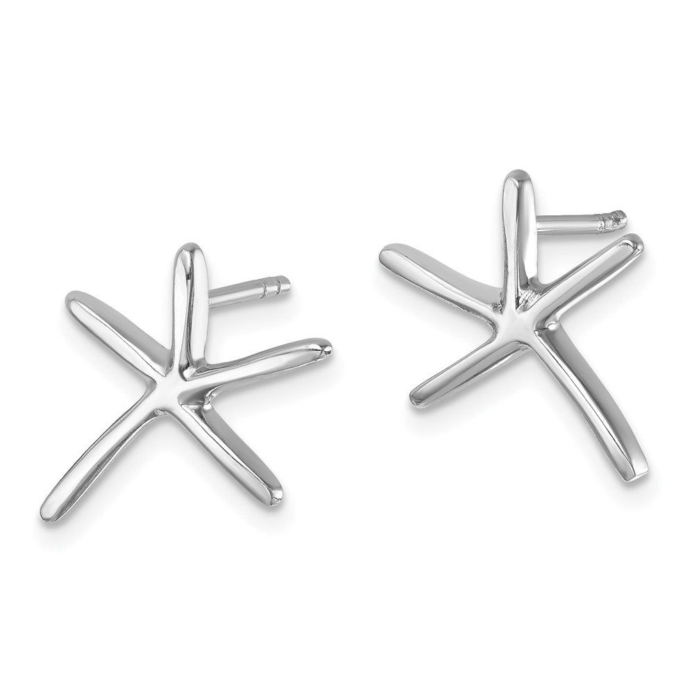 Sterling Silver Rhodium-plated Polished Starfish Post Earring - 2