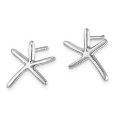Sterling Silver Rhodium-plated Polished Starfish Post Earring - 2