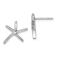Sterling Silver Rhodium-plated Polished Starfish Post Earring - 2