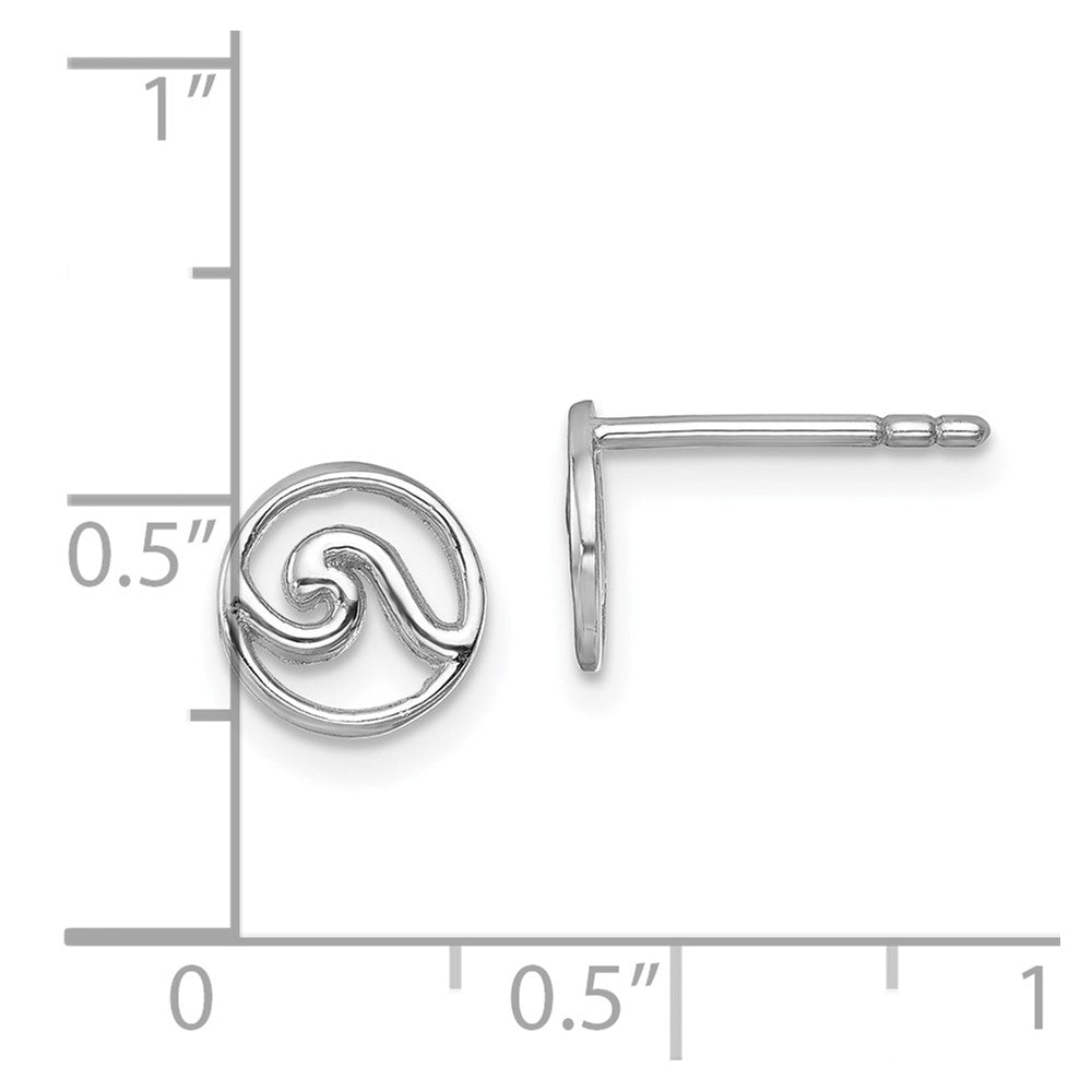 Sterling Silver Rhodium-plated Polished Wave Post Earring