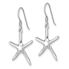 Sterling Silver Rhodium-plated Polished Starfish Dangle Earring - 2