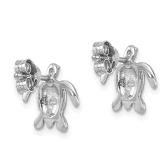 Sterling Silver Rhodium-plated Enameled Polished Turtle Post Earring - 2