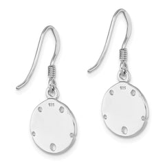 Sterling Silver Rhodium-plated Polished and Textured Enameled Sand Dollar Dangle Earring