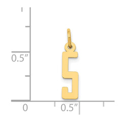 14k Small Elongated Number 5 Charm