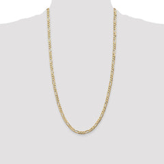 14K 28 inch 4.5mm Concave Open Figaro with Lobster Clasp Chain