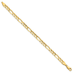 14K 7 inch 5.5mm Concave Open Figaro with Lobster Clasp Bracelet