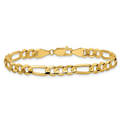 14K 9 inch 5.5mm Concave Open Figaro with Lobster Clasp Chain