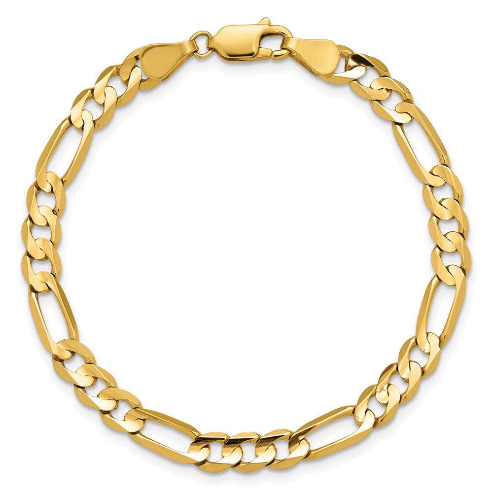 14K 9 inch 5.5mm Concave Open Figaro with Lobster Clasp Chain