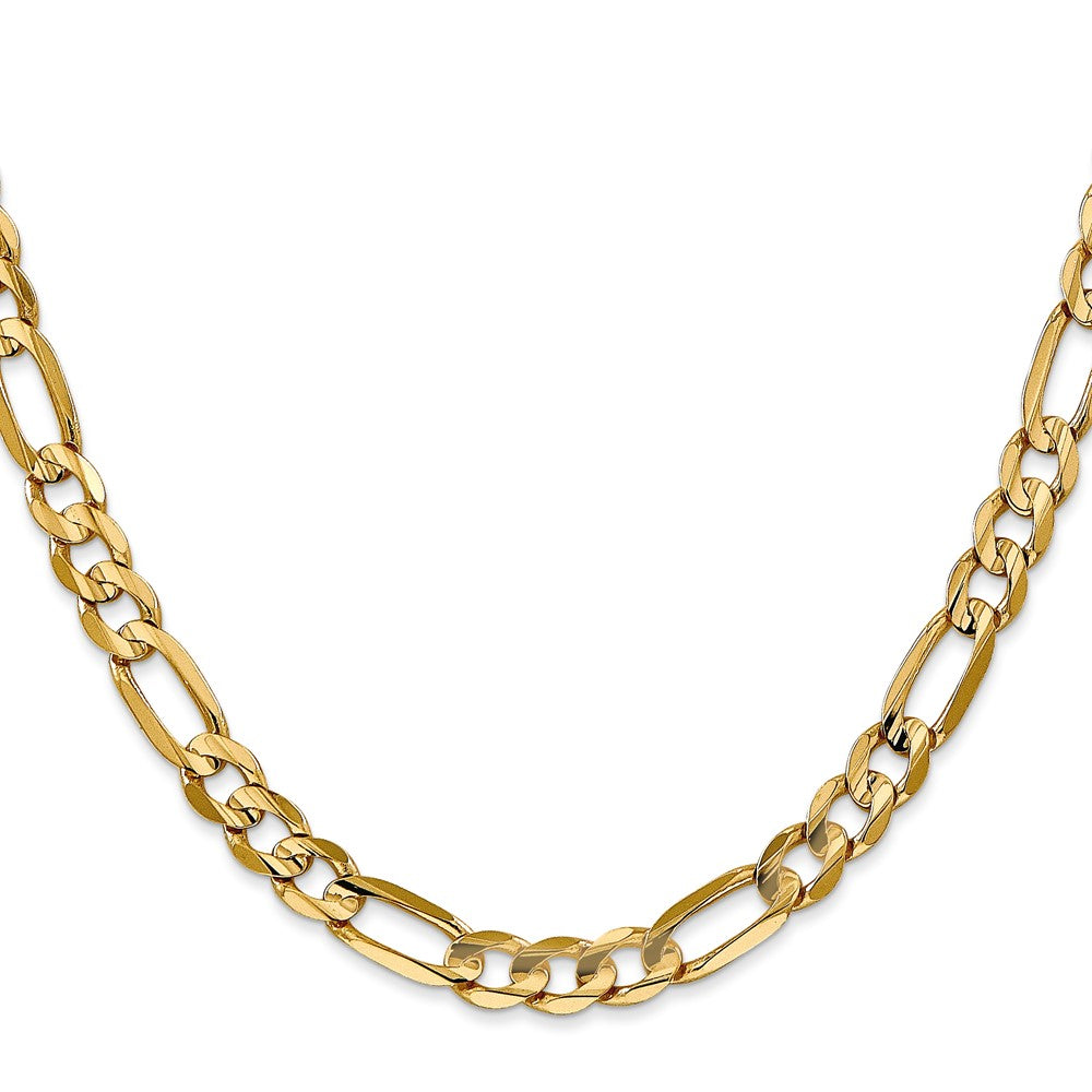 14K 26 inch 6mm Concave Open Figaro with Lobster Clasp Chain