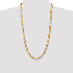 14K 28 inch 6.75mm Concave Open Figaro with Lobster Clasp Chain