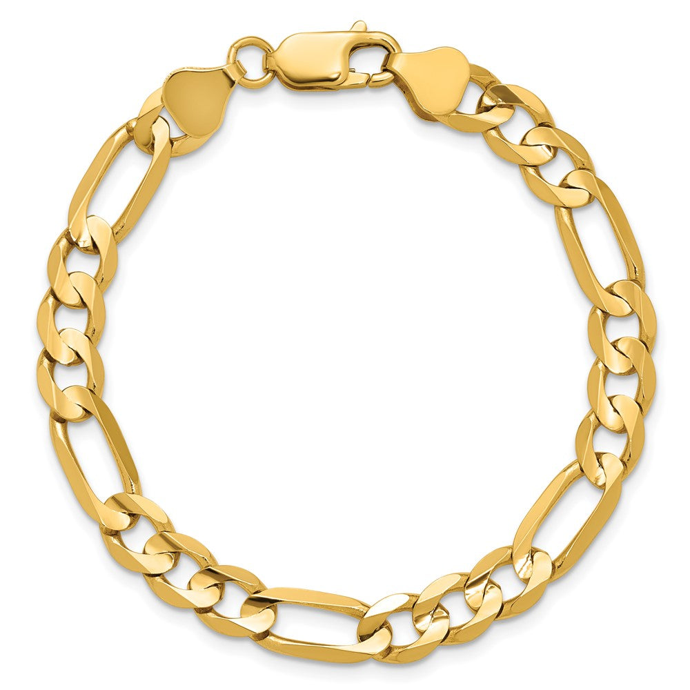 14K 9 inch 6.75mm Concave Open Figaro with Lobster Clasp Chain