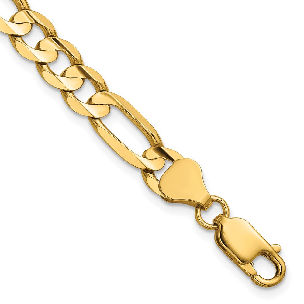 14K 7 inch 6.75mm Concave Open Figaro with Lobster Clasp Bracelet