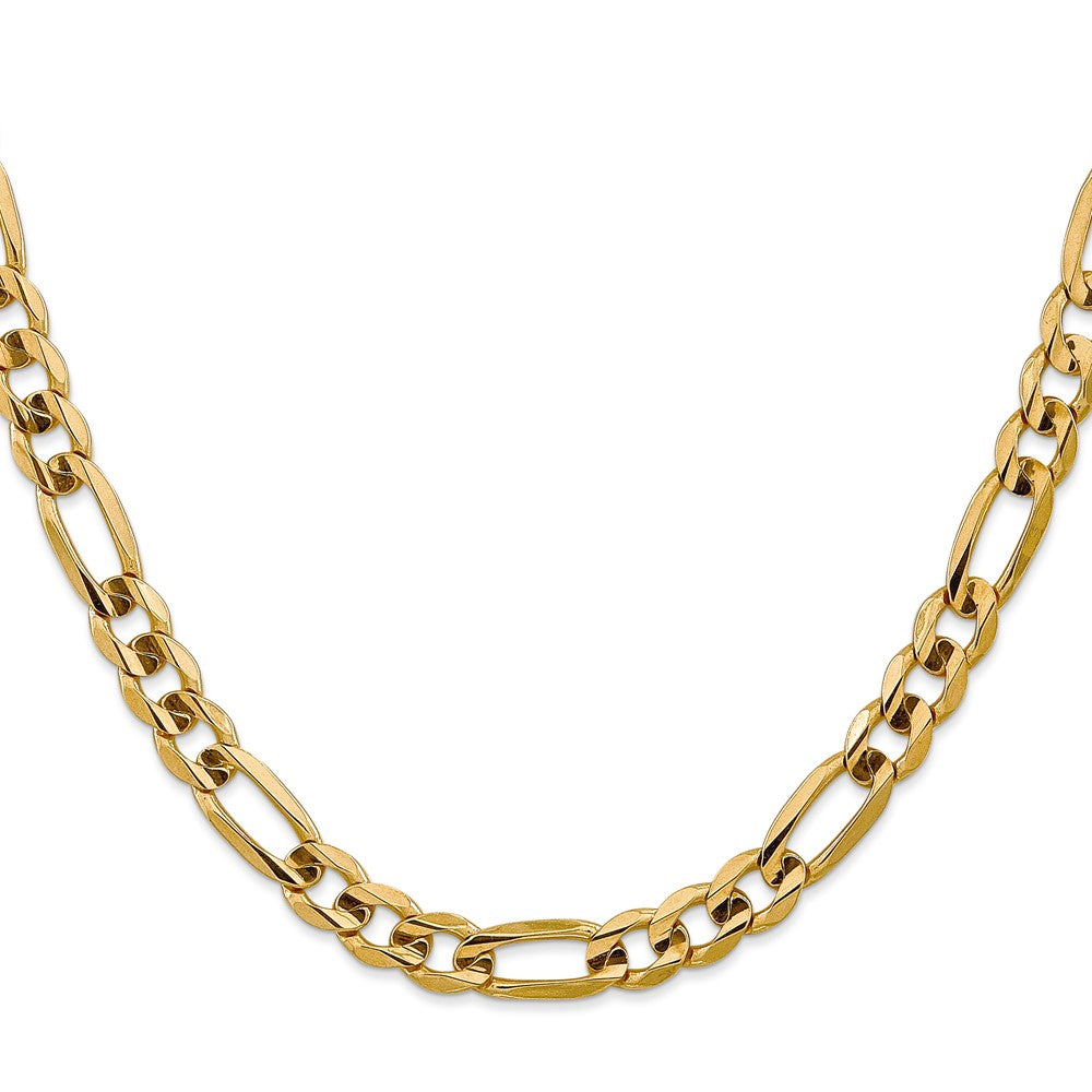 14K 24 inch 7.5mm Concave Open Figaro with Lobster Clasp Chain