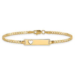14k Cut-out Heart Curb Link ID Bracelet