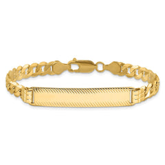 14K Curb Link Diamond Cut ID Bracelet