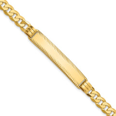 14k Polished Solid Chain/Solid Plate Curb Link Diamond-cut 40x8mm Plate 7 inch ID Bracelet - 2