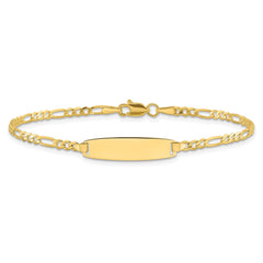 14k Polished Solid Chain/Solid Plate Figaro Link 19.5x5.5mm Plate 7 inch ID Bracelet