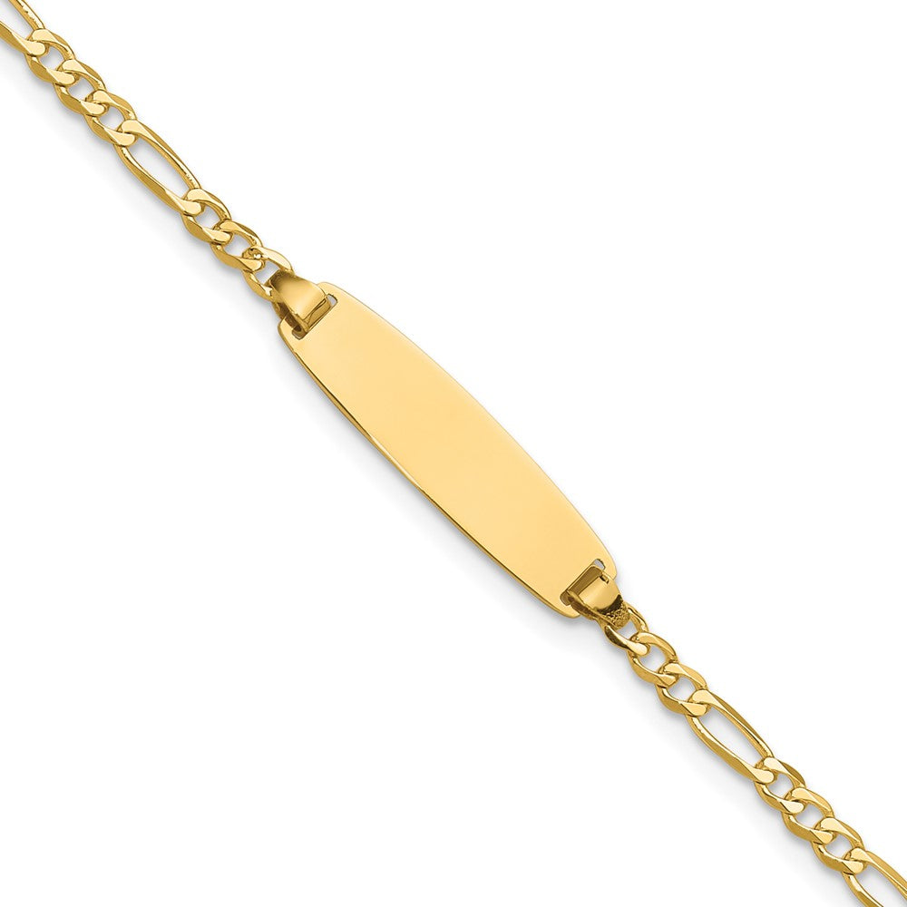 14k Polished Solid Chain/Solid Plate Figaro Link 19.5x5.5mm Plate 7 inch ID Bracelet