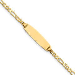 14k Polished Solid Chain/Solid Plate Figaro Link 19.5x5.5mm Plate 7 inch ID Bracelet
