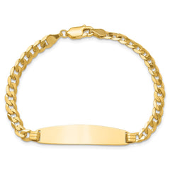 14k Polished Solid Chain/Solid Plate Curb Link Rounded 35x8.5mm Plate 8 inch ID Bracelet
