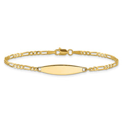 14k Polished Solid Chain/Solid Plate Figaro Link 24.6x5.5mm Plate 8 inch ID Bracelet