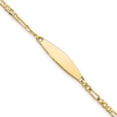 14k Polished Solid Chain/Solid Plate Figaro Link 24.6x5.5mm Plate 8 inch ID Bracelet