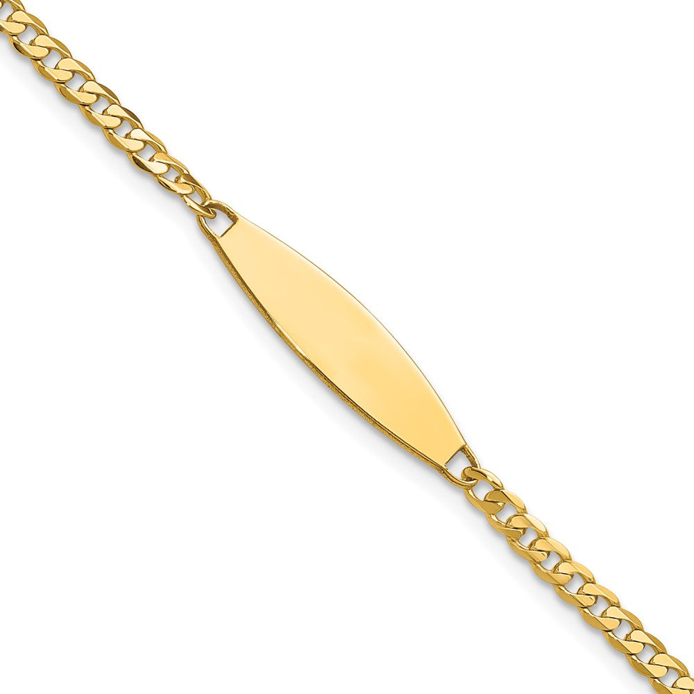 14k Polished Solid Chain/Solid Plate Curb Link 36x5.1mm Plate 8 inch ID Bracelet