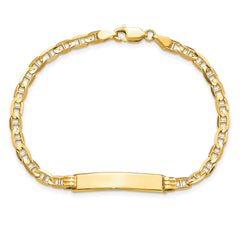 14k Polished Solid Chain/Solid Plate Anchor Link 24.5x4.5mm Plate 8 inch ID Bracelet