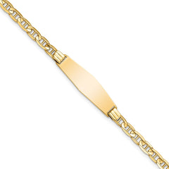14k Polished Solid Chain/Solid Plate Anchor Link Soft Diamond Shape 24.5x7.5mm Plate 7 inch ID Bracelet