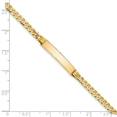 14k Polished Solid Chain/Solid Plate Curb Link 24.5x5mm Plate 8 inch ID Bracelet