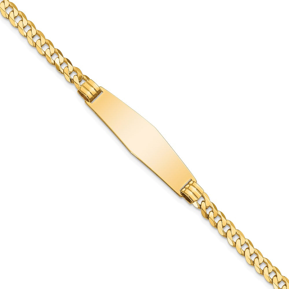 14k Polished Solid Chain/Solid Plate Curb Link Soft Diamond Shape 33x10mm Plate 8 inch ID Bracelet - 2